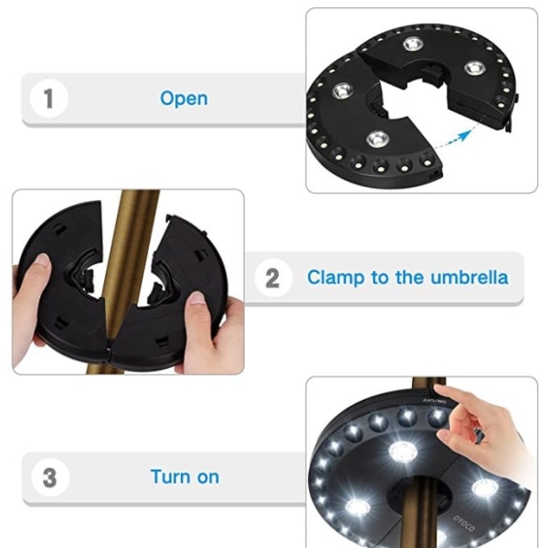 Detachable Outdoor Patio Umbrella Pole Light