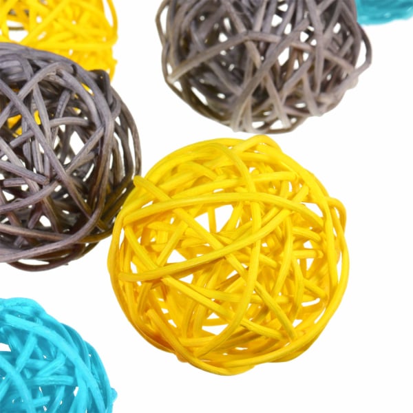 Rattan Ball, 15pcs 2 Inch Wicker Ball Decorative Ball Orbs Vase Fillers Light Blue+Gray+Yellow Light Blue+Gray+Yellow 15pcs