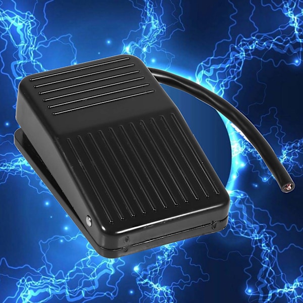 380V Elektrisk Strømfodpedalafbryder med Til/Fra Kontrol - Sort Farve, 10 cm Kabel