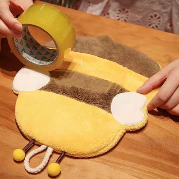 Tjock och söt tecknad djurhandduk - Absorberande hängande kökshandduk för barn med bi-design Yellow