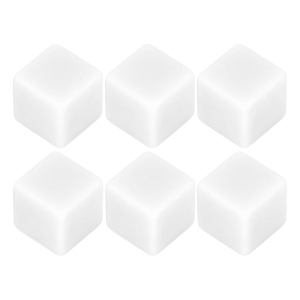 6 kpl Tyhjät noppasarjat Set muoviset kuusikulmaiset kuutiot Luokkahuoneen lautapeli Tee-se-itse matemaattinen laskenta Opetusjuhla Favor Fun White White 6Pcs