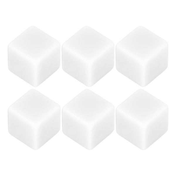Set med 6 tomma högra vinkel plasthexaederkuber för klassrumsspel, DIY matematikräkning, undervisning och festpresenter White 6Pcs