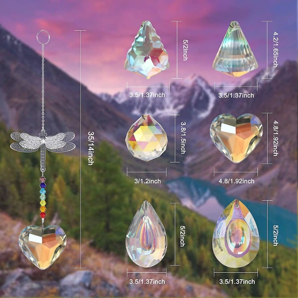 Crystal Guardian Angel Rainbow Maker -auringonsieppaajat lasipalloprismalla (vaahteranlehti)