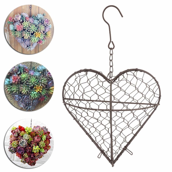 Hjärtformad järnväxtkorg - Hängande kranshållare (växter ingår ej) - Mått: 21*20*6cm
