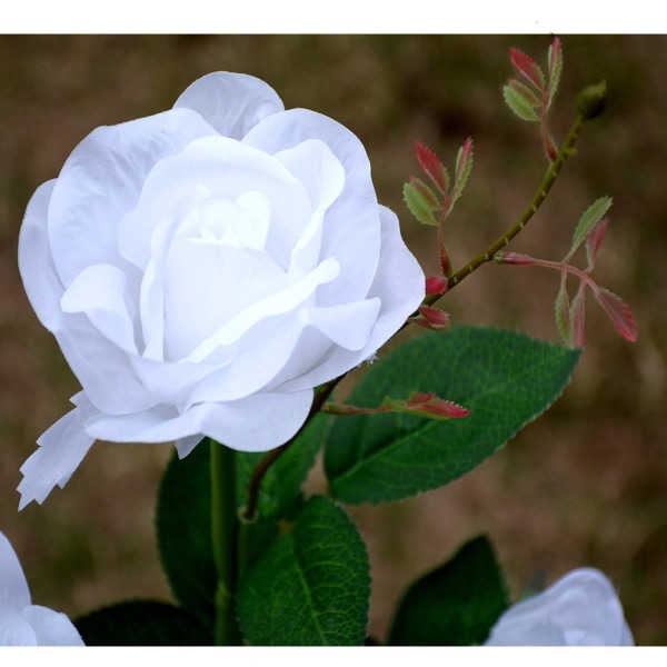 LED Rose Solar Blomsterlys Udendørs Dekorative Have Stake Lys til Havegård Grav Vase Blomster Dekoration Hvid White