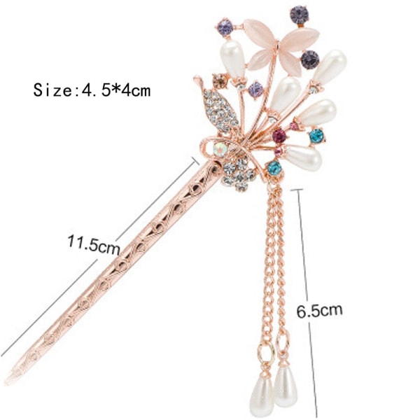 Butterfly Hair Stick Tassel Armbånd Blomsterblade Hårnåle 3