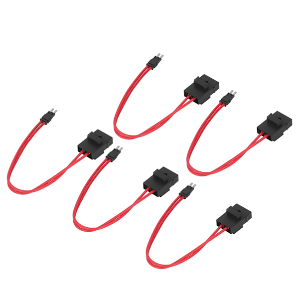 5-pack Mini Säkringhållare för Bil med 20A 16AWG Tråd Förlängning, Inkluderar 5 Säkringar och 9,1 mm ACM Långa Ben