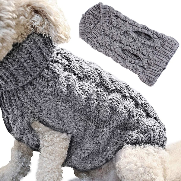 Pet Warm Coat Soft ticked Fleece Vinter sweater ticked grey S