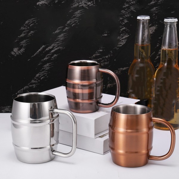 Dubbelväggig Isolerad Rostfritt Stål Ölkopp - Mångsidig Ergonomisk Design för Mjölkte och Hemanvändning i Retro Kopparfinish Retro Copper Color