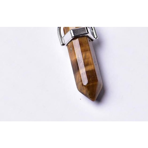 Natural Crystal Ametist Mineral Stone Pendant - Crystal Point Pendant Tiger eye