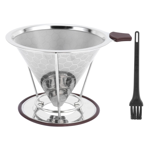 Kaffefilter i rustfrit stål med holder - Mesh tragt til 1-6 kopper brygning i køkkenet