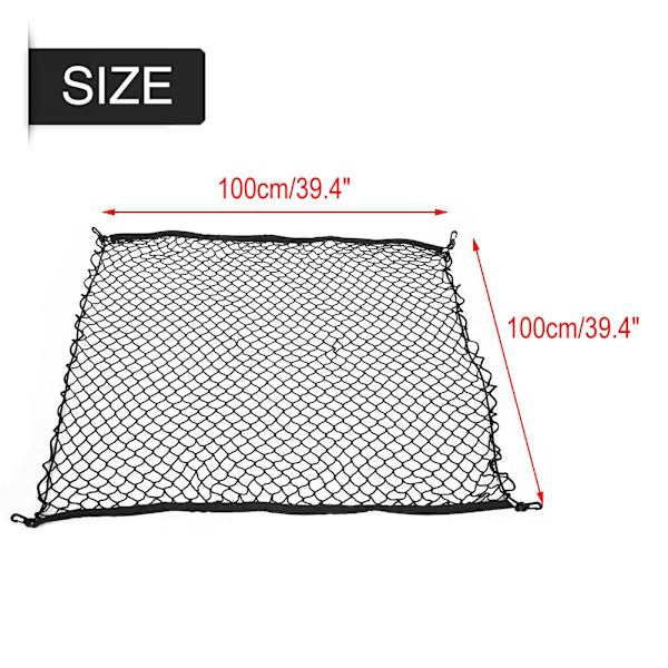 Universal Elastiskt Nät för Bagageutrymme 100x100cm - Lastnät Hållare