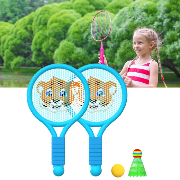 Badmintonracket för barn Lätt set för 3-7 år Pojkar Flickor Inomhus utomhus Blue Tiger