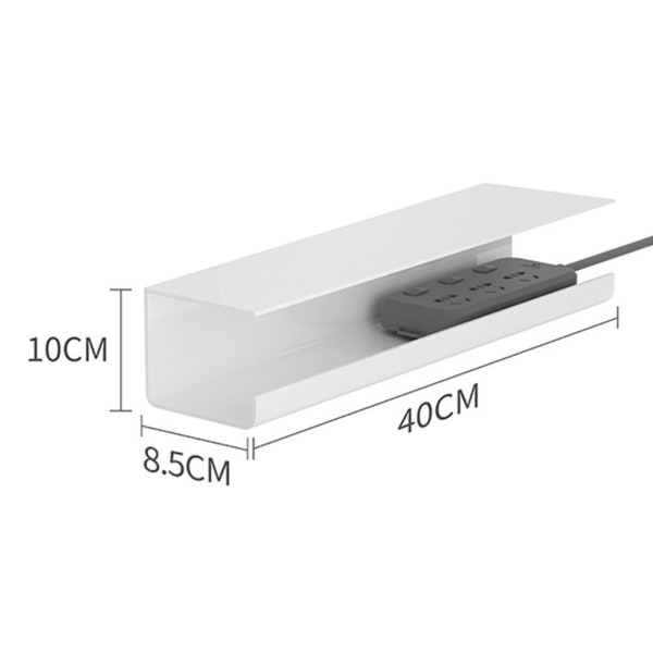 Kabelføringsskuffe til Under Bordet uden Huller - Strømskinne Organizer - Hvid White