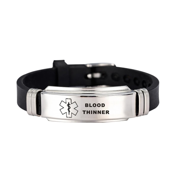 Medicinsk Varnings-ID Armband Black Blood thinner