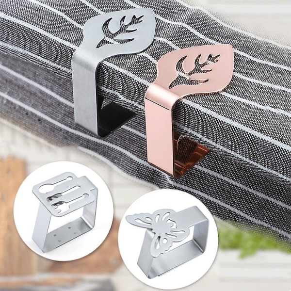 4pcs Stainless Steel Tablecloth Clips Decorative Leaf Tablecloth Clamp Holder Table Cover Clamps For Picnic Bbq Wedding Decor E