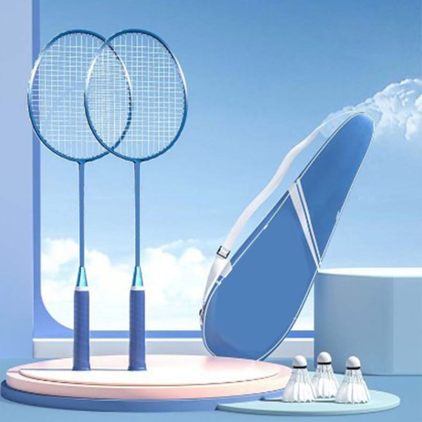 2st set för utomhusspel på bakgård Lätta badmintonracketar med fjäderbollar Bärväska för vuxna och tonåringar Himmelsblå Sky Blue 2PCS