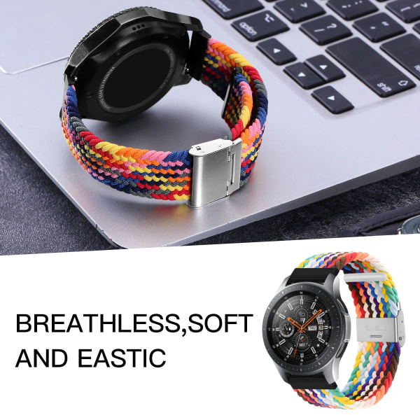 Nylon 20/22 mm hihnasolki Samsung Galaxy Watch Huaweille rainbow 20mm