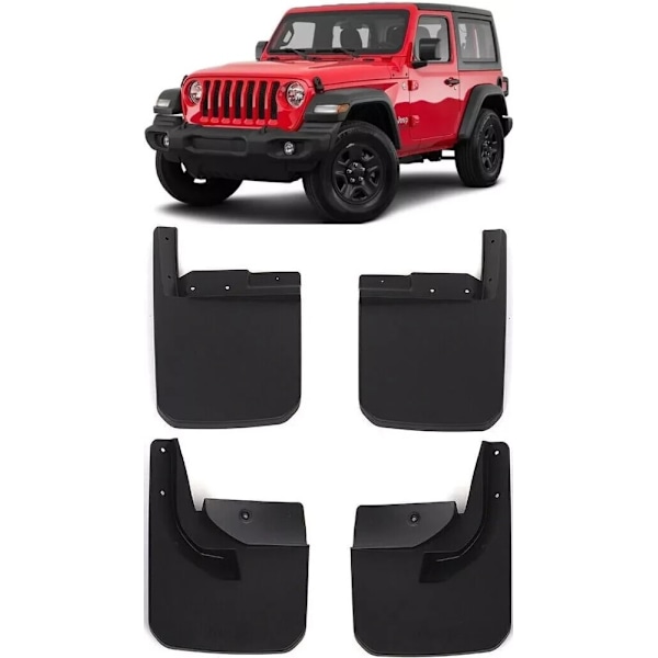 Kompatibla stänkskydd/lerflärpar, komplett set, för 2019-2025 Jeep Wrangler JL JLU