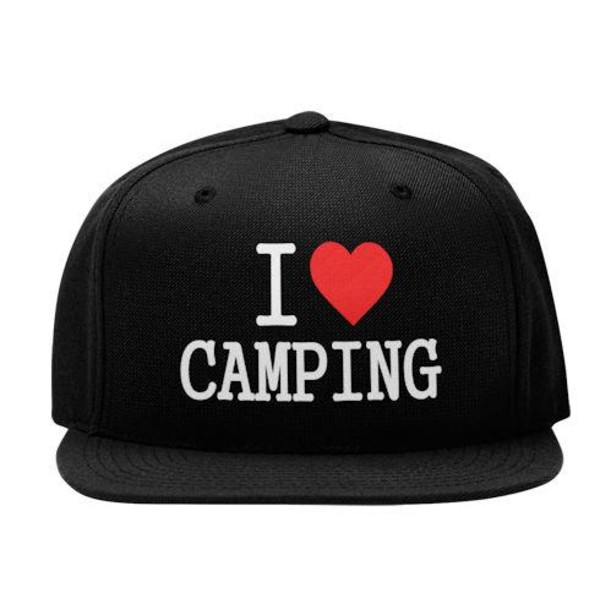 Keps, I Love Camping Black Svart