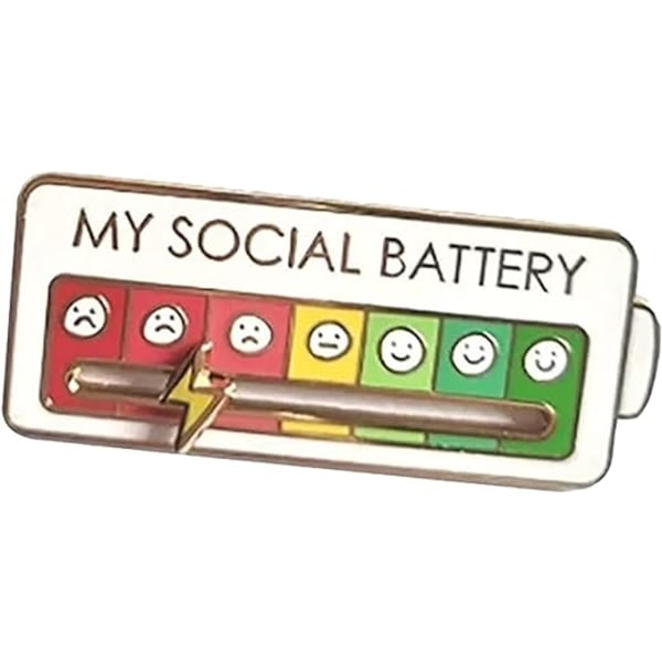 【Lixiang Butik】 Sjov Social Broche Mood Pin, Social Battery Slider, 7 dage om ugen Sjov følelsesmæssig Lucky Emalje Pin White