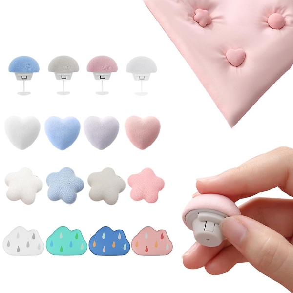 4pcs Bed Sheet Quilt Holder Pins For Kids Bed Decoration Candy Heart Cloud Round Flower Shape Duvet Comforter Non-slip Clips flower-blue