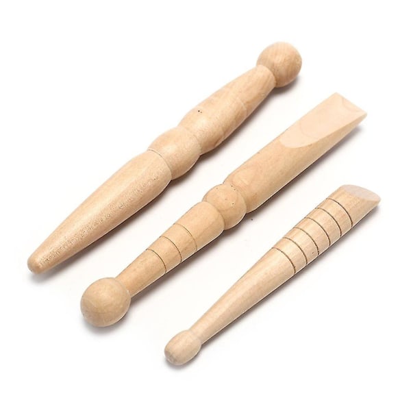3pcs Massage Stick Made Of Wood As A Aid For Reflex Points