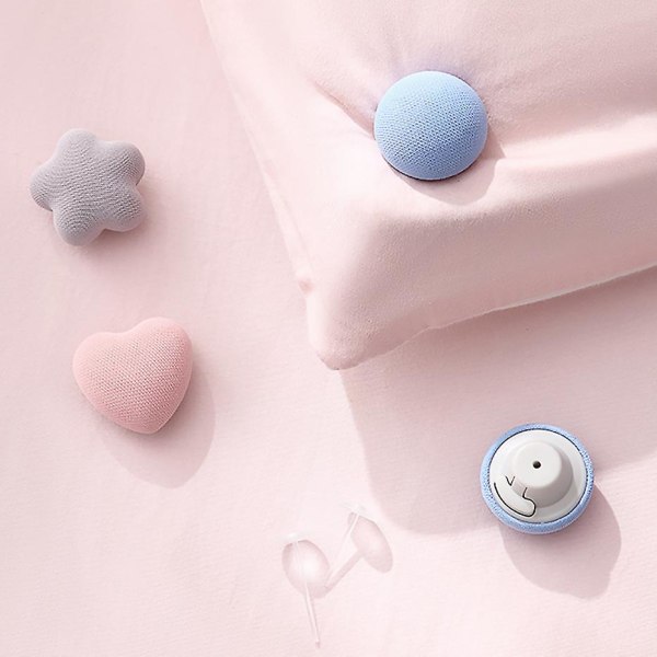 4pcs Bed Sheet Quilt Holder Pins For Kids Bed Decoration Candy Heart Cloud Round Flower Shape Duvet Comforter Non-slip Clips round-pink