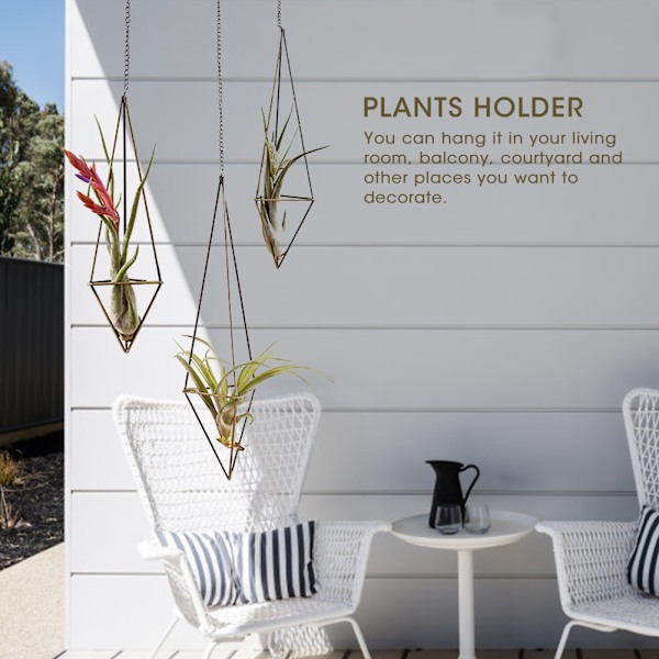 Elegant Geometrisk Triangel Hängande Blomhållare Stativ för Luftväxter och Bromeliads - Snygg Heminredning