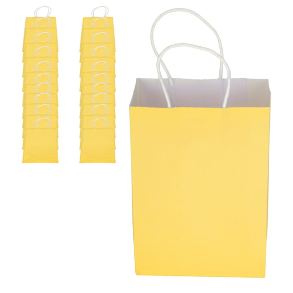 20 stk. Bærbare Gule Kraftpapir Gaveposer til Shopping og Fødselsdage - 15 x 8 x 21cm Yellow 20pcs