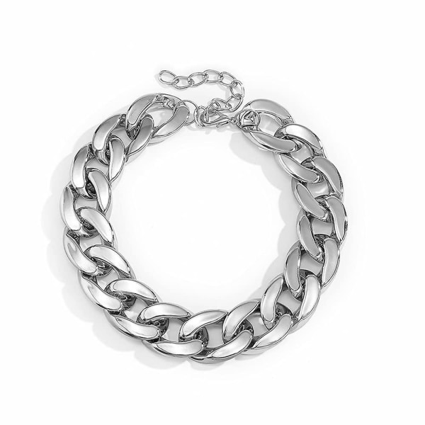 Punk Cuban Link Chain Choker Halskæde Guld Light Chunky Oval Chain Link Halskæde Statement Hip Hop smykker silver