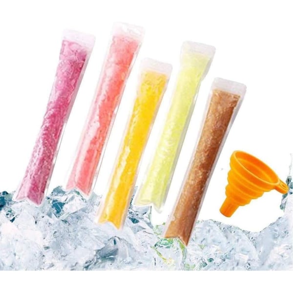 200 Pack Popsicle Bags, Freeze Pops Popsicle Pouches Maker Disposable DIY Ice Pop Mold Bags Pouches- Comes With Silicone Funnel