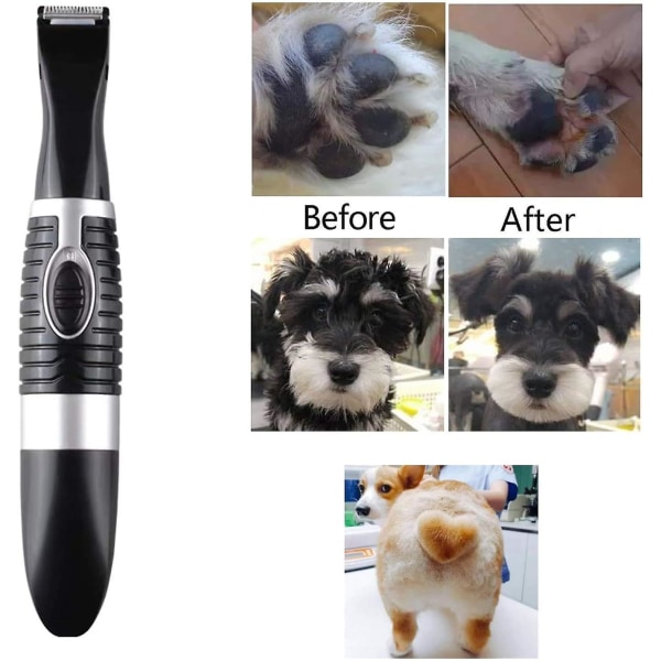 Lågljud elektrisk husdjurstrimmer - hundvårdssax för tassar, ögon, öron, ansikte, skinkor Black