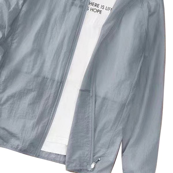 Mænds Letvægts Åndbar Solbeskyttelsesjakke - Langærmet UV Kølende Hoodie til Sommerfiskeri, Vandreture og Træning i Sølvgrå, Størrelse 2XL Gray 2XL