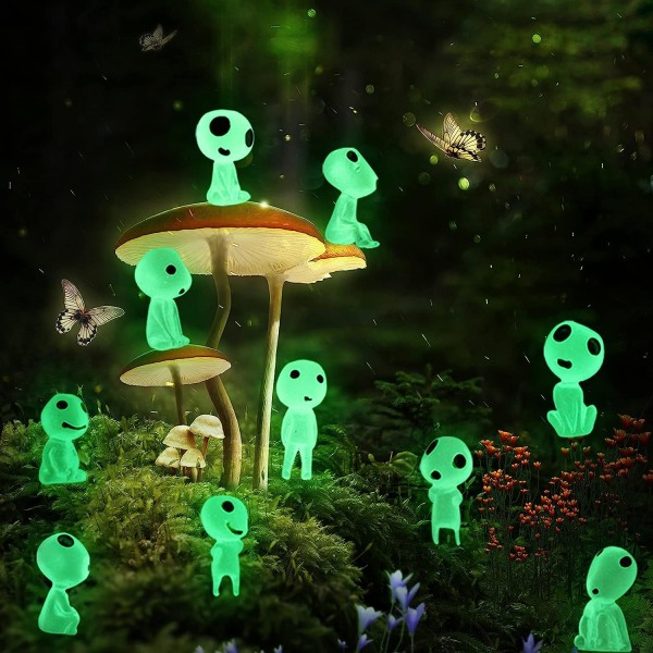 10 ST Luminous Ghost Tree Alves Miniature Garden Gnome Glow i D 10pcs Green