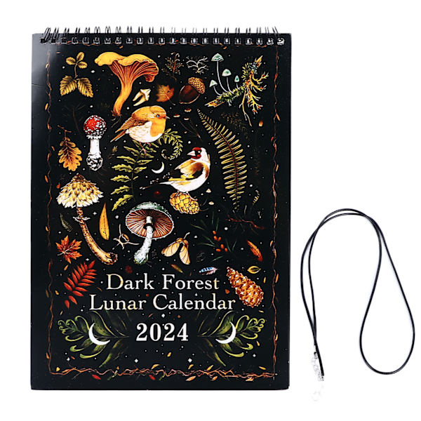 2024 Kuukalenteri: Tumma Metsä -pinnoitettu paperi ja naru Black