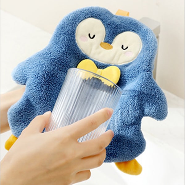 Dyrehåndklæde Blødt sødt vægmonteret karklud Håndtørret håndklæde til køkkenbadeværelse pingvin