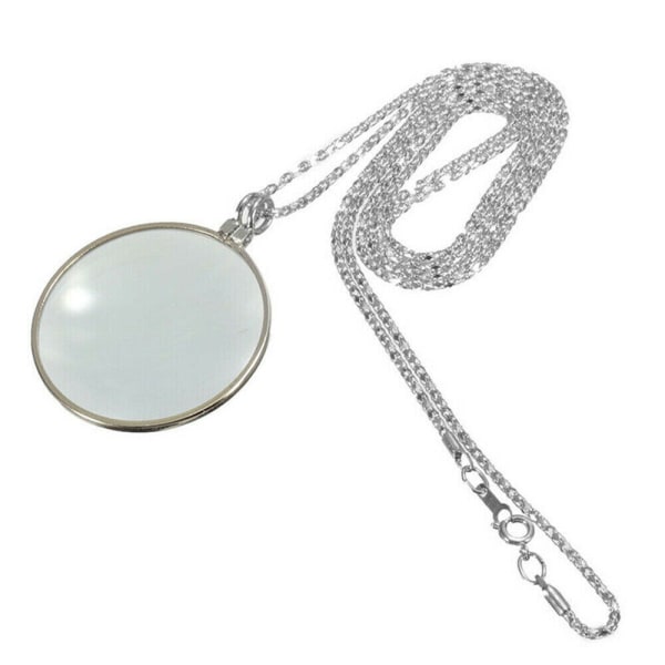 Förstoringsglas lins på halsband  kedja Förstoringsglas hänge smycken Silver