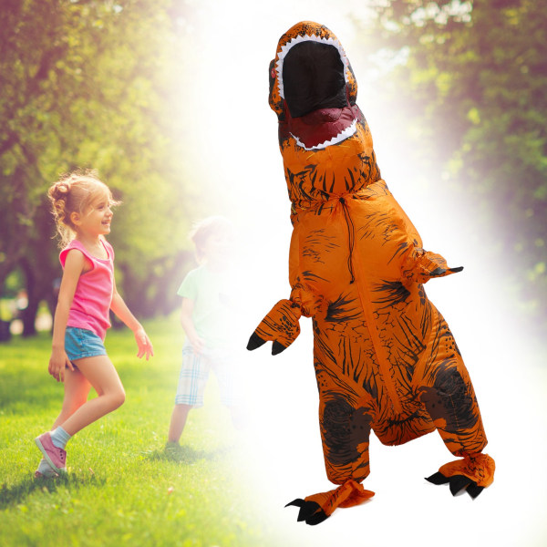 Dinosauriekostym T Rex Uppblåsbar Dinosaurie Dräkt för Halloween Cosplay Fest Jul Barn 120‑140cm Brun Brown