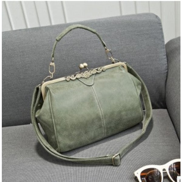 Dam Handväska Retro Ny Damväska Portabel axel Crossbody Matt Green