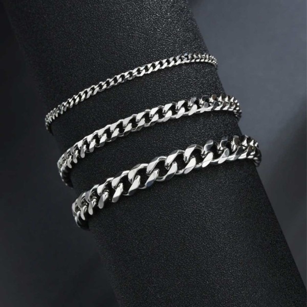 Justerbar Armor Link Chain Armbånd Sølvkæde 7mm silver