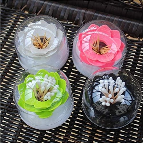 Cotton Swab Holder Cotton Swab Bud Small QTips Box Toothpick Container Flower Bathroom Decoration-Black Black