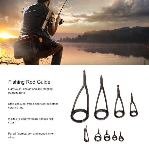 Stål Fiske Stang Guide Kit med Keramiske Ring Tilbehør for Reparasjon