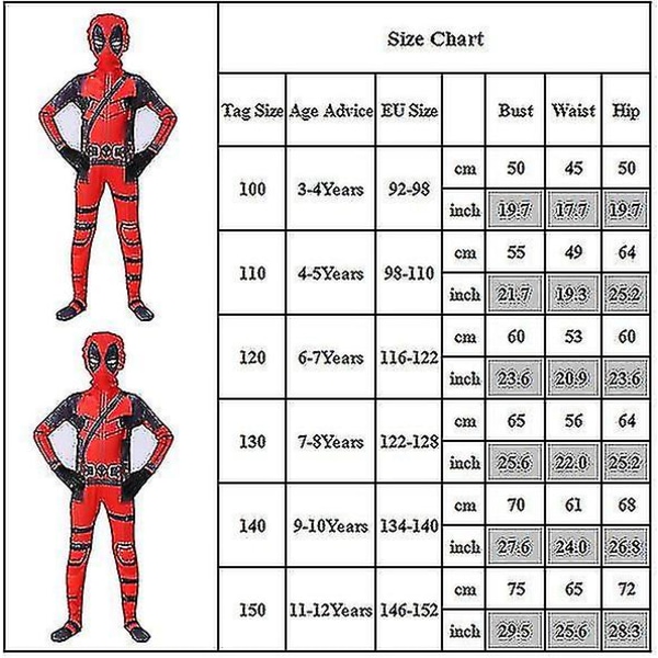 Kids Boys Deadpool Superhero Halloween Party Cosplay-asu Fancy Dress Lahja H 6-7 Years