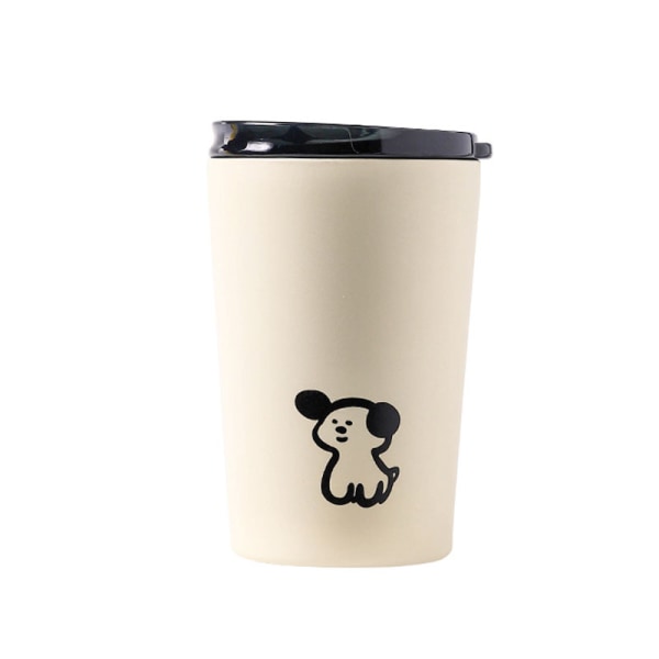 Isolerad kopp i frostat rostfritt stål med lock - 360 ml söt valpdesign Termosmugg för kaffe och vatten