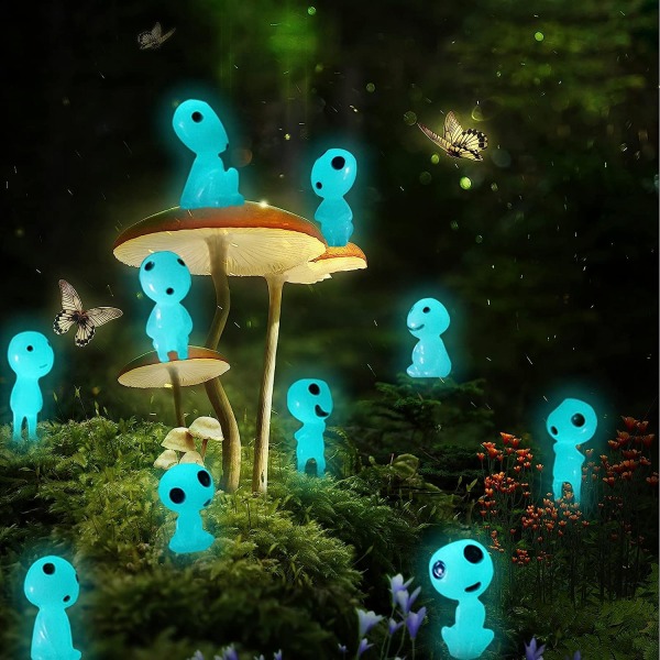 10 ST Luminous Ghost Tree Alves Miniature Garden Gnome Glow D 10pcs  Blue