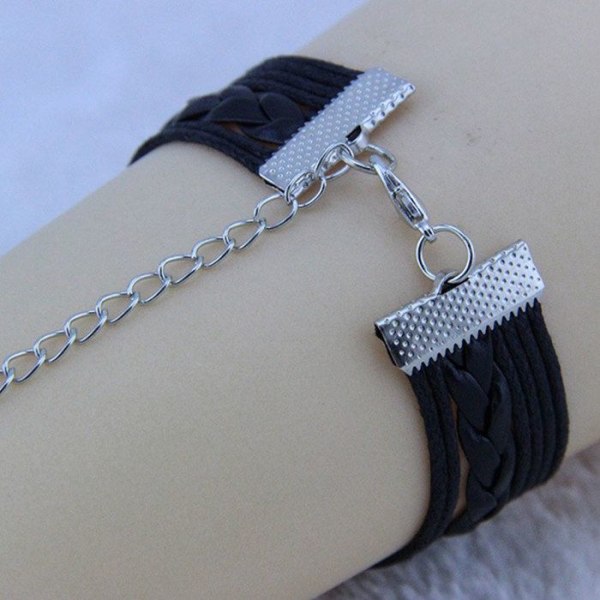 LCC® Armband for women/män Svart handvävt konstläder silversnöre handgjorda Oändliga livets träd/hjärtat kärlek/one direction