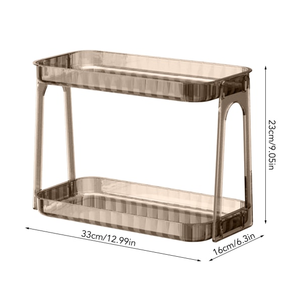 Kosmetisk förvaringsställ dubbellager genomskinlig avtagbar modern bänkskiva Kosmetisk organizer för sminkbord mörkbrun Dark Brown