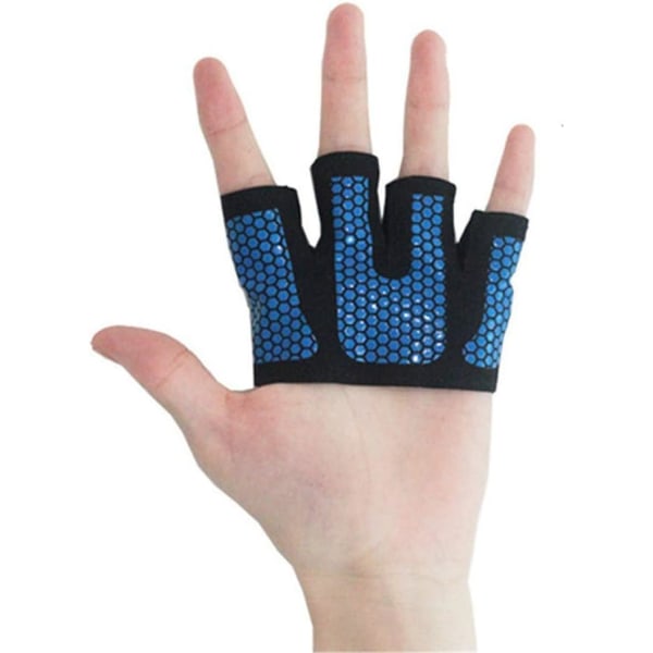 Fitness fire-fingrar håndteres kompressionsudstyr træning halkfria andningsbara tyngdlyftande halvfingerhandskar for män och kvinder (Blue-M)