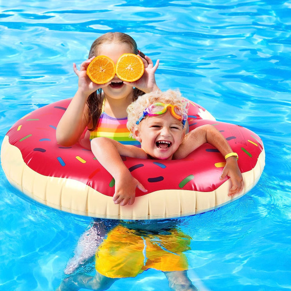 Gigantic Donut Pool Float, Doughnut Float for Adult, Inflatable Summer Pool Or Beach Toy 120cm, Strawberry Strawberry 120cm